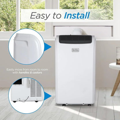 Black Plus Decker 10,000 BTU Portable Air Conditioner For Rooms Up To 450 Sq With Remote Control