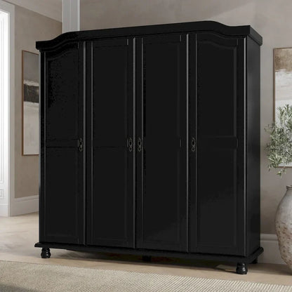 Palace Imports 100% Solid Wood Kyle 4-Door Wardrobe Armoire With Solid Wood Or Mirrored Doors