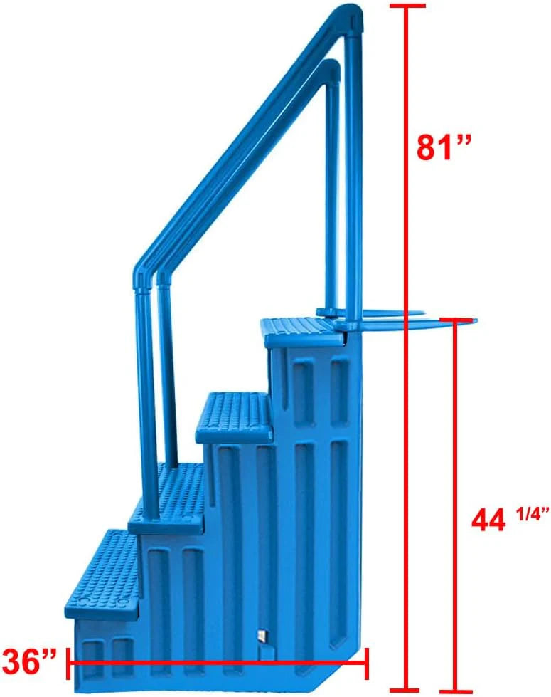 Select Anti-Slip in-Pool Steps, Gray, For Above Ground Swimming Pools, Can Mount To Decks 48 In. To 54 In. H, Safety Stairs Capacity Up To 300 Lbs
