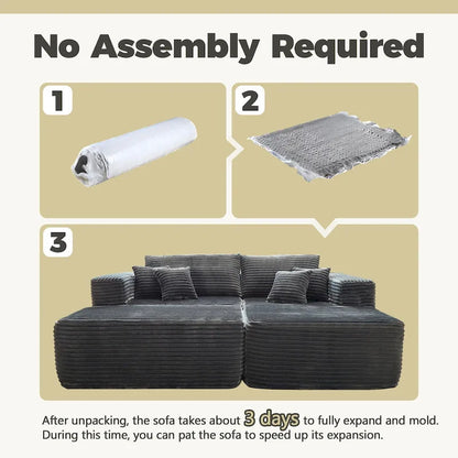 Hooowooo Modern Plush Sectional Sofa L-Shaped Couch With Removable Ottoman