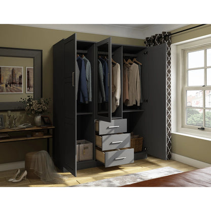 Palace Imports 100% Solid Wood Cosmo 3-Door Wardrobe Armoire With Solid Wood Or Mirrored Doors
