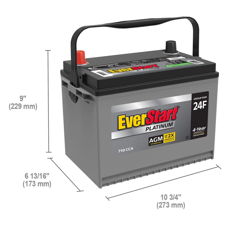 EverStart Platinum AGM Automotive Battery, Group Size 24F 12 Volt, 750 CCA, MadeInUSA