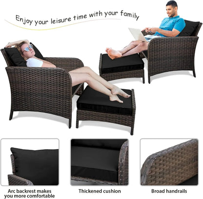 Leveleve Balcony Furniture 5 Piece Patio Conversation Set