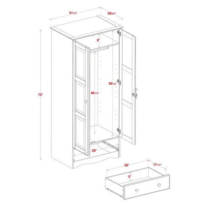 Palace Imports 100% Solid Wood Flexible Wardrobe Armoire With Metal Or Wooden Knobs