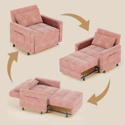 Sofa Bed Chair 3-in-1 Convertible Pullout Single Sleeper Chair Bed Spacious Multifunctional Sofa