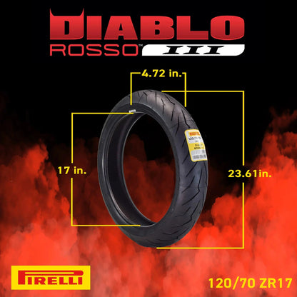 Pirelli Diablo Rosso III 120/70ZR17 Front And 240/45 ZR17 Rear Tire With Keychain