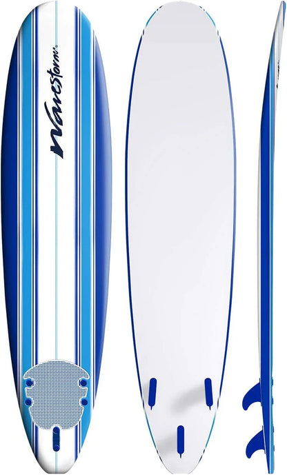 Wavestorm 8 Ft. Classic Surfboard//Foam Wax Free Soft Top Longboard For Adults And Kids Of All Levels Of Surfing