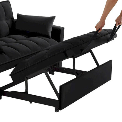 4-in-1 Pull-Out Sleeper Sofa Bed, Loveseat In Velvet-Convertible Couch Bed With Reclining Backrest,2 Side Pockets