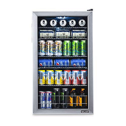 NewAir Beverage Refrigerator Cooler, 126 Cans Free Standing With Right Hinge Glass Door