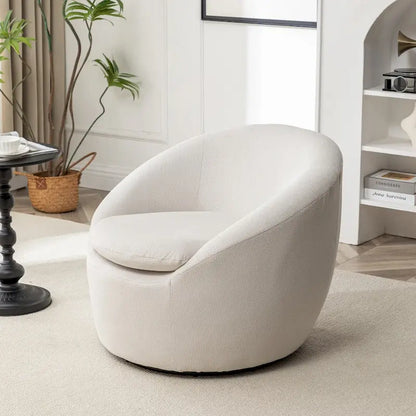 Swivel Barrel Chair, 360 Degree Rotation, Boucle Fabric