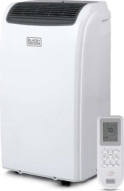 Black Plus Decker 10,000 BTU Portable Air Conditioner For Rooms Up To 450 Sq With Remote Control