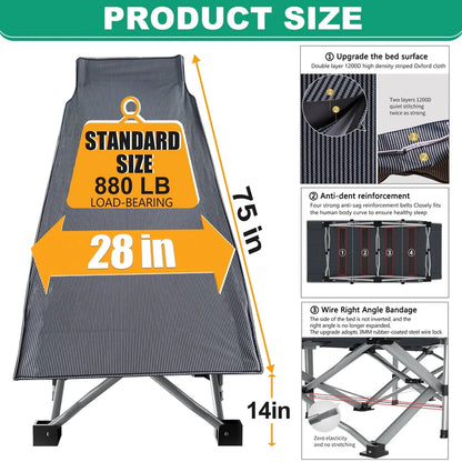 Slsy 2 Pack Folding Bed Cot With 3.3 In. 2 Sided Mattress, 75 In. 28 In. Folding Camping Cots With Carry Bag, Portable Sleeping Cot Guest Bed