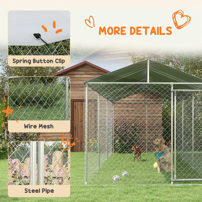 PawHut 19.7' x 7.5' x 7.5' Outdoor Dog Kennel With Waterproof Roof