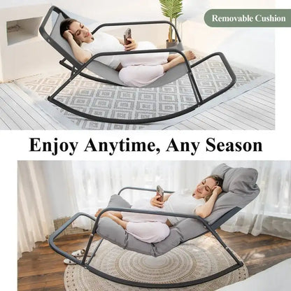 Oversized Rocking Lounge Chair, 450 Lbs Extra Large Outdoor Recliner With Water-Resistant Cushions