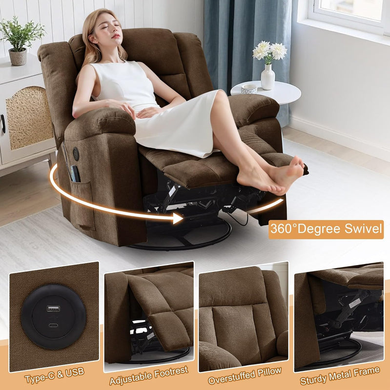 Rocker Recliner Glider Recliner Chairs For Adults 360 Degree Swivel Rocking Chair