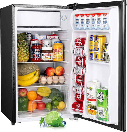 Upstreman 3.2 Cu. Ft. Mini Fridge Freezer Single Door Fridge Dorm Fridge Adjustable Thermostat