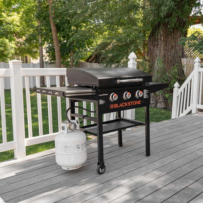 28 In. Blackstone Griddle 2080 With Hood XL Griddle Original 3-Burner Outdoor Flat Top Grill, With Blackstone Griddle Accessories, Seasoning