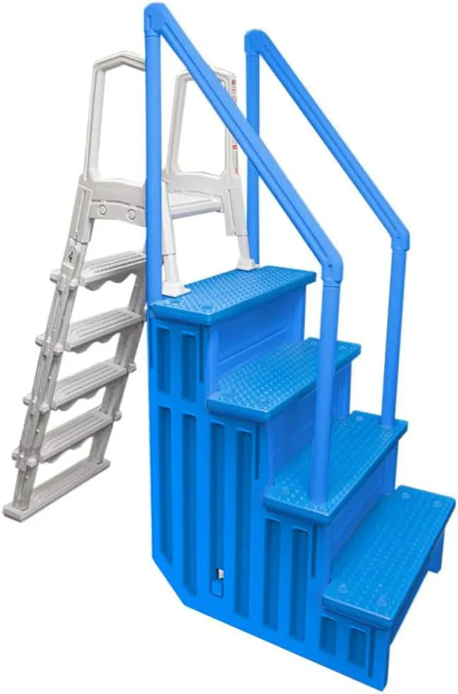 Select Anti-Slip in-Pool Steps, Gray, For Above Ground Swimming Pools, Can Mount To Decks 48 In. To 54 In. H, Safety Stairs Capacity Up To 300 Lbs