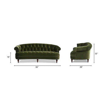 La Rosa 84 Mid-Century Modern Velvet Upholstered Chesterfield Tufted Sofa