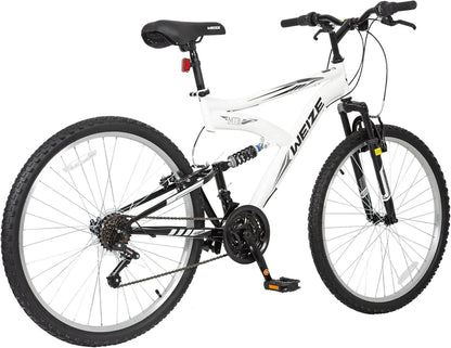 Weize Mountain Bike 26 27.5 In. Outdoor Hybrid Bikes 18-Speed High-Carbon Steel Full Suspension