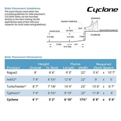 S.r. Smith 698-209-58124 Cyclone Right Curve Swimming Pool Slide, Gray Granite