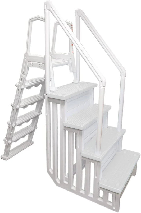 Select Anti-Slip in-Pool Steps, Gray, For Above Ground Swimming Pools, Can Mount To Decks 48 In. To 54 In. H, Safety Stairs Capacity Up To 300 Lbs