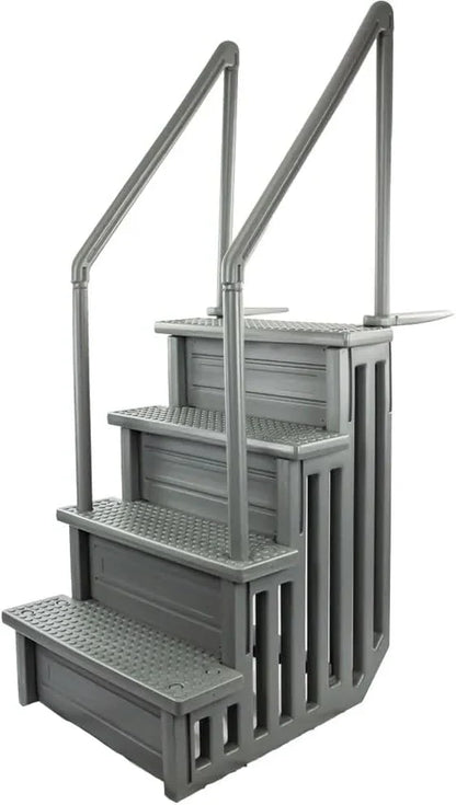 Select Anti-Slip in-Pool Steps, Gray, For Above Ground Swimming Pools, Can Mount To Decks 48 In. To 54 In. H, Safety Stairs Capacity Up To 300 Lbs