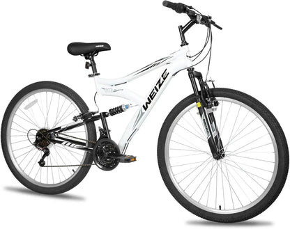 Weize Mountain Bike 26 27.5 In. Outdoor Hybrid Bikes 18-Speed High-Carbon Steel Full Suspension
