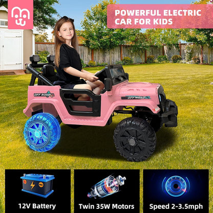 12V Kids Electric Ride On Truck Car Remote Control, Twin 35W Motors 3.5MPH Max Speed, Bluetooth USB Music Player