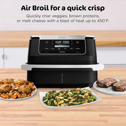 Ninja Foodi 10QT 6-in-1 DualZone Smart XL Air Fryer, 2 Independent 5QT Baskets, Smart Cook Thermometer, Match Cook, Smart Finish, Air Fry, DZ550