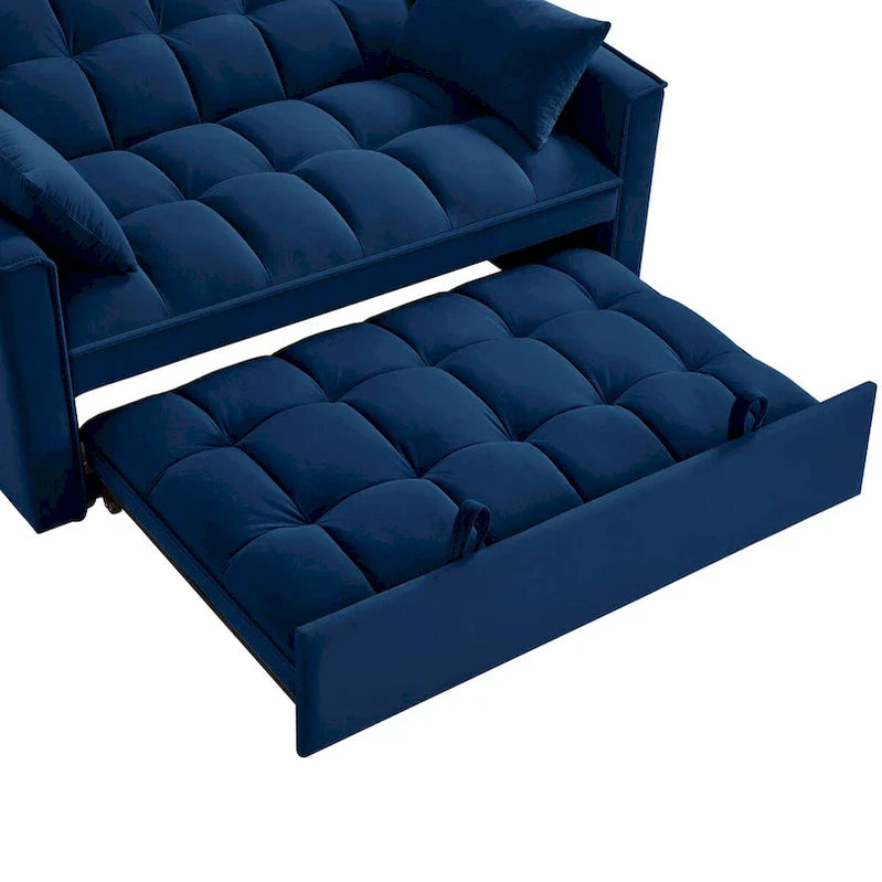 4-in-1 Pull-Out Sleeper Sofa Bed, Loveseat In Velvet-Convertible Couch Bed With Reclining Backrest,2 Side Pockets