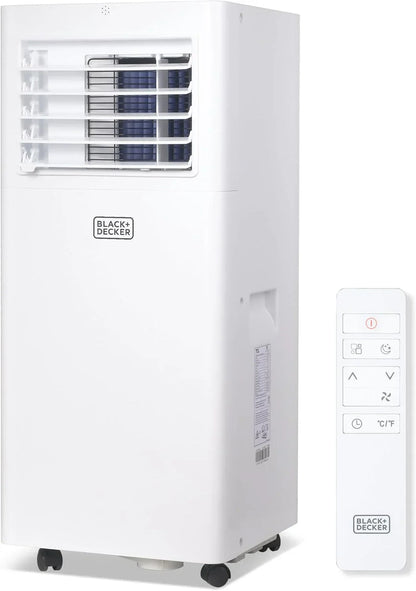 Black Plus Decker 10,000 BTU Portable Air Conditioner For Rooms Up To 450 Sq With Remote Control