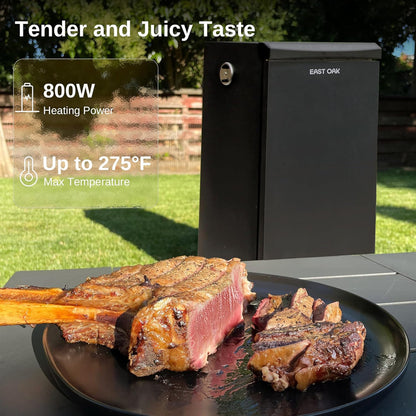 East Oak 30 In. Outdoor Electric Smoker, Built-In Meat Probe, Smokes Up To 6 Times Longer In A Single Load, Side Loader For Uninterrupted Smoking