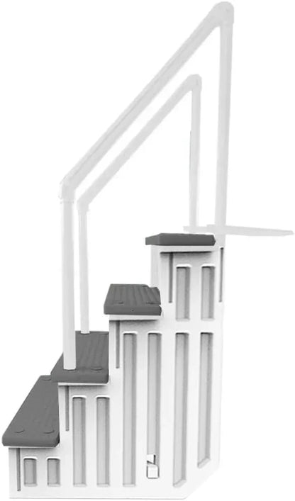 Non-Slip Entry Steps For Pools, Grey, For Above-Ground Pools, Can Be Installed On Terraces With A Height Of 122 To 137 Cm, Load Capacity Up To 136 Kg