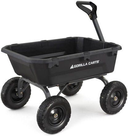 7GCG-NF Heavy-Duty Poly Dump Garden Cart With No-Flat Tires, 7 Cu. Ft., 1200-Pound Capacity, Black