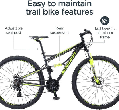 Schwinn Traxion Mountain Bike For Adult Men Women, 29-Inch Wheels, Full Suspension