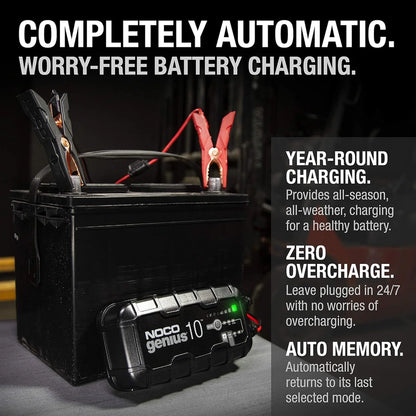 Noco GENIUS10, 10A 6V/12V Smart Battery Charger, Maintainer And Desulfator