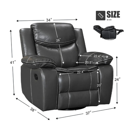 Wide Seat Durable Leather Massage And Heat Recliner