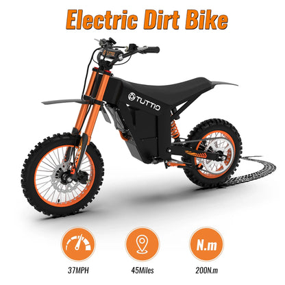 Tuttio Soleil01 Adult Electric Dirt Bike, With Branded Helmet, 2000W, 48V 21Ah Battery, 37Mph Full Suspension Mountain E-Bike