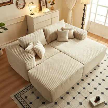 Hooowooo Modern Plush Sectional Sofa L-Shaped Couch With Removable Ottoman