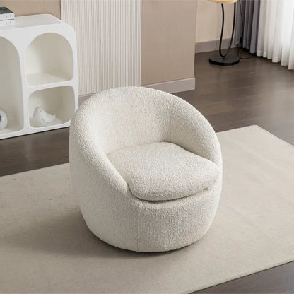 Swivel Barrel Chair, 360 Degree Rotation, Boucle Fabric