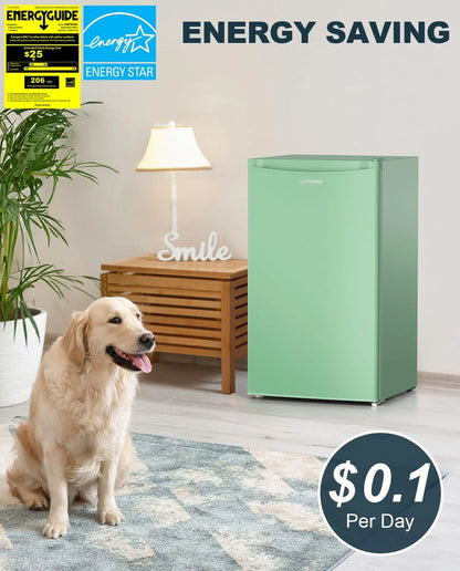 Upstreman 3.2 Cu. Ft. Mini Fridge With Freezer, Single Door Mini Fridge, Dorm Fridge, Adjustable Thermostat, Black-BR321