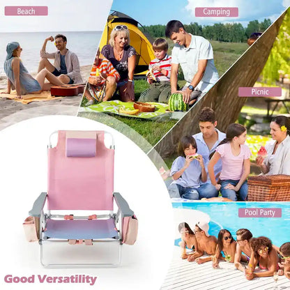 Costway 4-Pack Folding Backpack Beach Chair 5-Position Outdoor, See Details