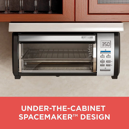 Black Decker SpaceMaker Under Counter Toaster Oven, Digital Controls, Black/Stainless Steel, Fits 9 In. Pizza Or 4 Slices