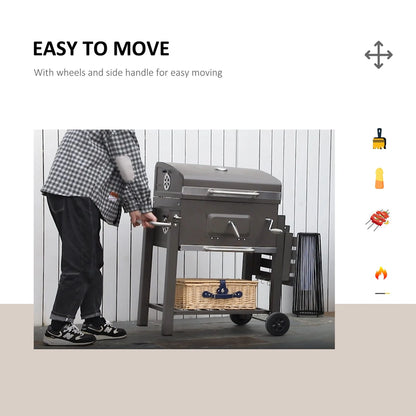 Outsunny Charcoal Bbq Grill, Outdoor Portable Cooker, Gray
