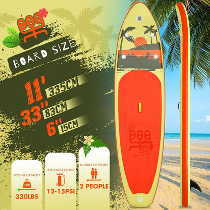 FunWater Inflatable Stand Up Paddle Board With Premium Sup Paddle Accessories, Non-Slip EVA Deck, 11'/10'6' Paddle