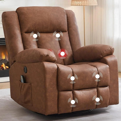 Rocker Recliner, Glider Recliner Chairs For Adults, 360 Degree Swivel Rocking Chair With Massage And Heating