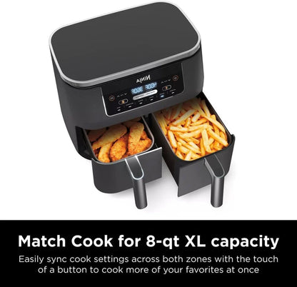 Ninja Foodi 10QT 6-in-1 DualZone Smart XL Air Fryer, 2 Independent 5QT Baskets, Smart Cook Thermometer, Match Cook, Smart Finish, Air Fry, DZ550