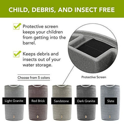 Good Ideas IMP-D50-DAR Impressions Downton Rain Saver Rain Barrel, 50 Gallon, Dark Granite