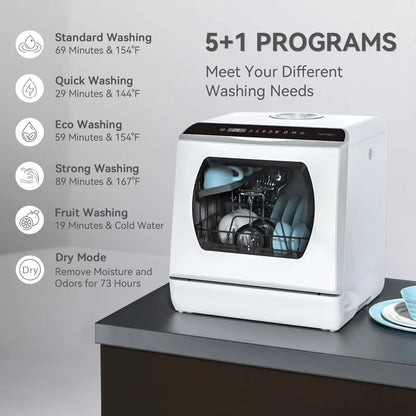 Hermitlux Countertop Dishwasher With 5-Liter Built-In Water Tank